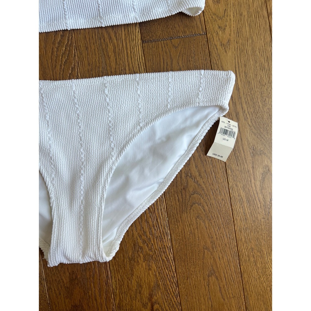 NWT Aerie White Textured Cable Knit Scoop Bikini Set Beachy Minimalist Vacation - Picture 3 of 12